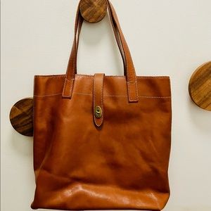 Fossil leather tote bag